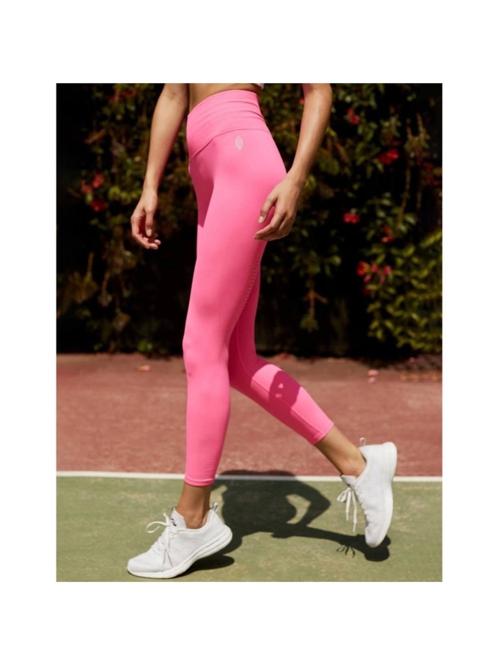 Free People Movement High Rise 7/8 Length Good Karma Leggings in Tropical Pink